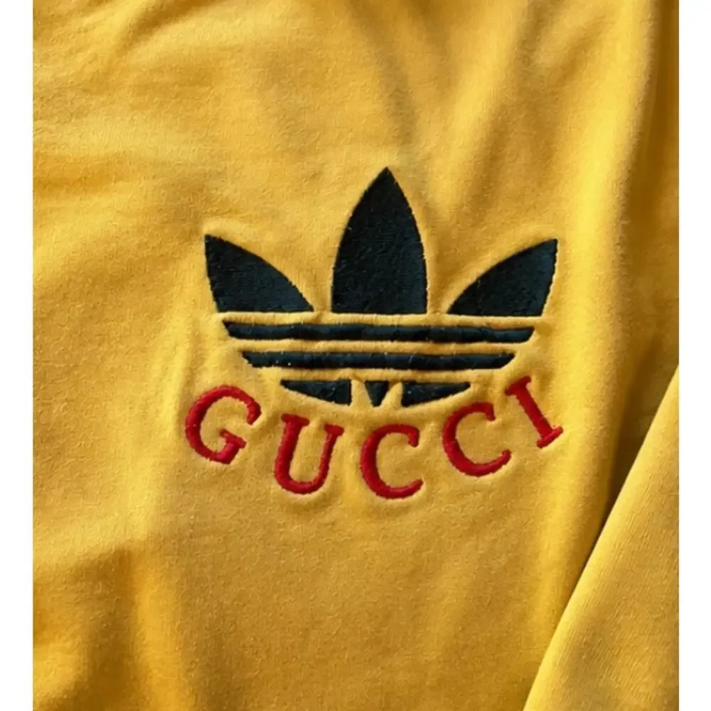 Gucci x adidas 2022 Trefoil Logo Heavy Long Sleeve T-Shirt Yellow Web Stripe M